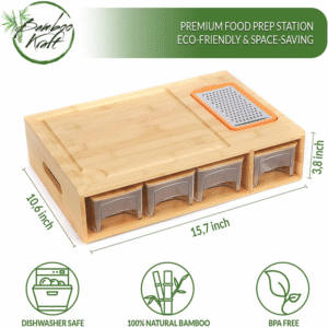 Bamboo Cutting Board with Containers